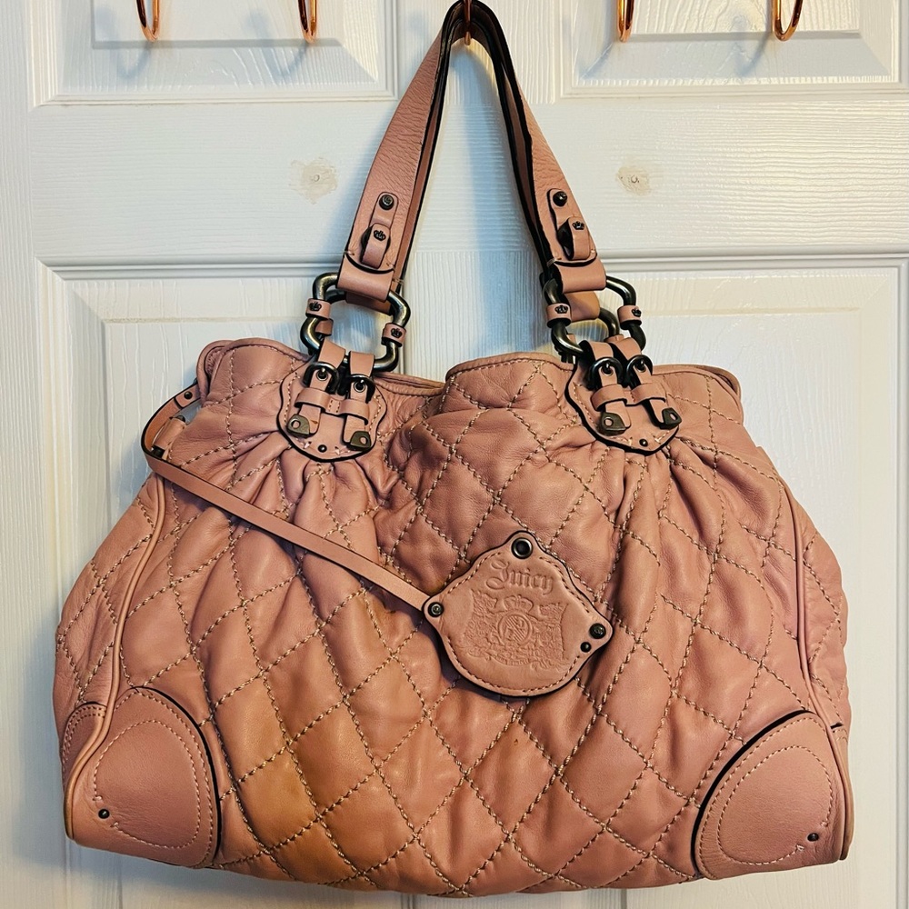 Pink Leather Juicy Couture Tote/Satchel! Quilted & Super Soft!